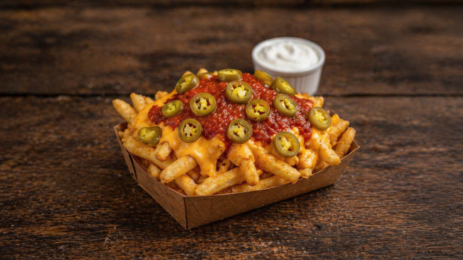 Chili Cheese Fries mit Cheddar